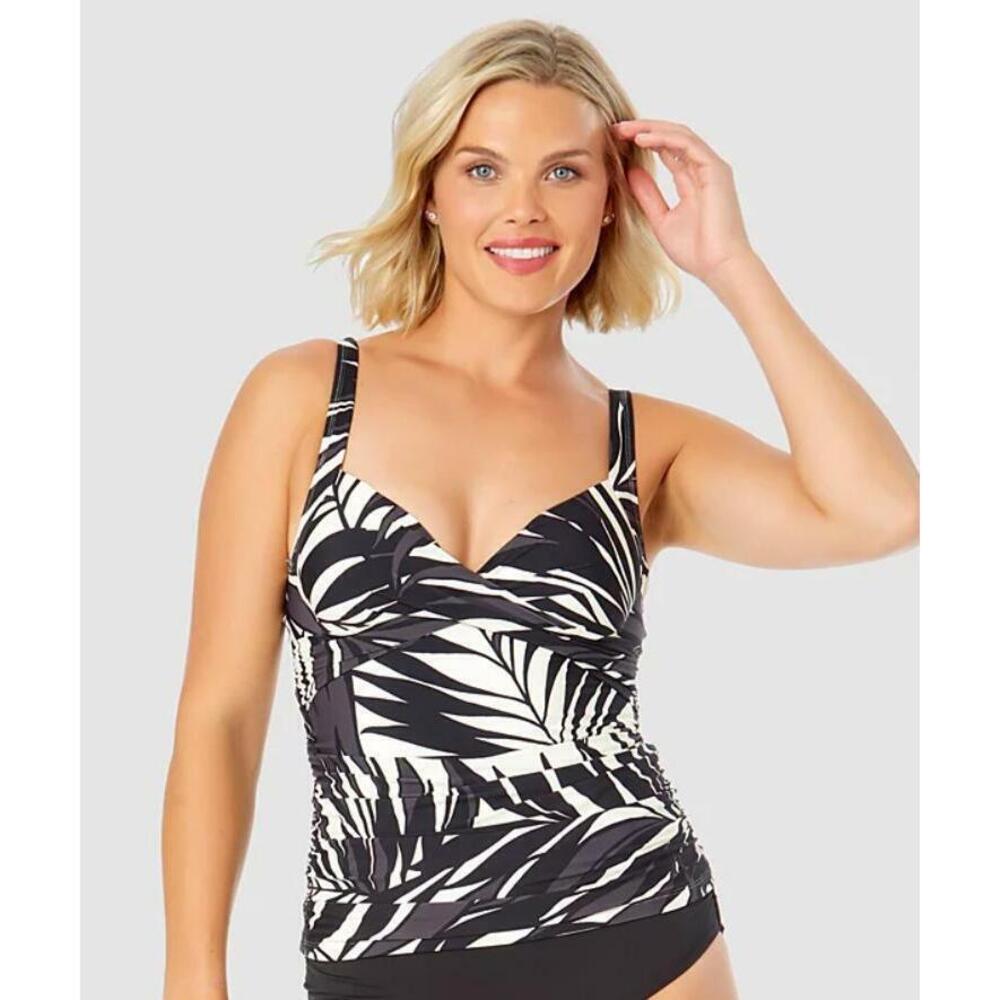Anne Cole Women's Multiclr Printed Draped-Front Tankini Top 38DD/40D NWT